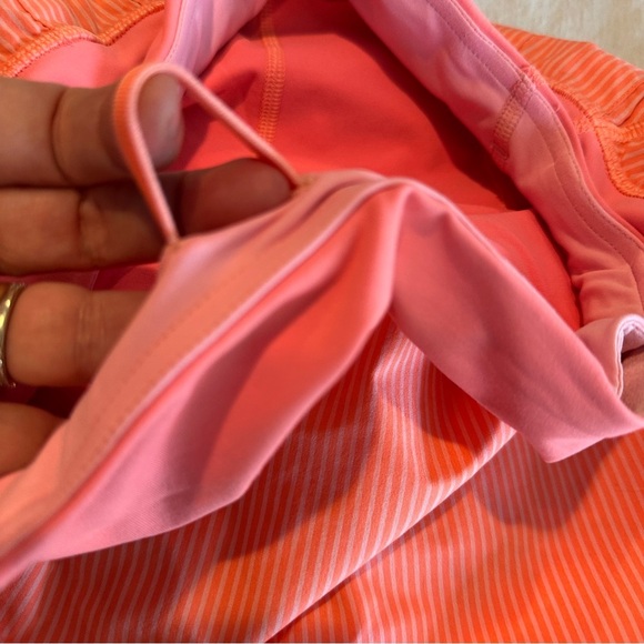 Lululemon striped Run Pacesetter skort, bright coral, ruffled/tiered, activewear - Picture 3 of 8